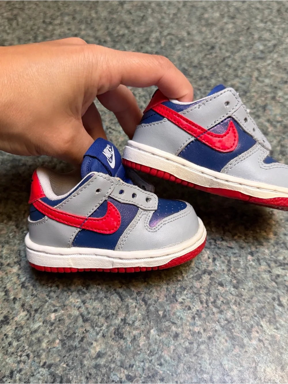 Nike Dunk Low Samba (TD) DB4605-400 Size 2c red/blue/gray. No laces